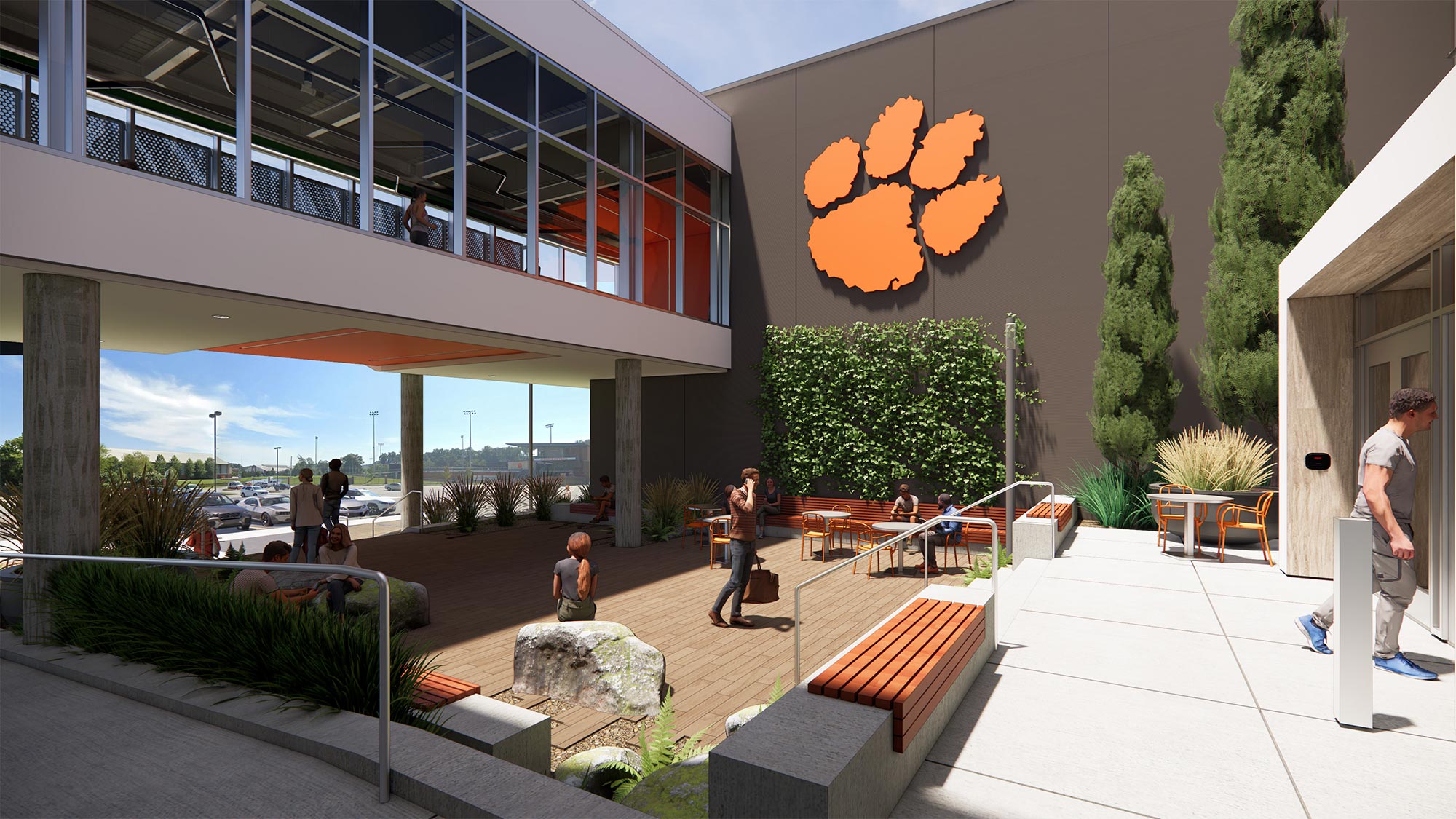 Clemson Watt Family Performance and Wellness courtyard 1